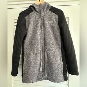 North Face Hooded Jacket - Grey + Black - Size M